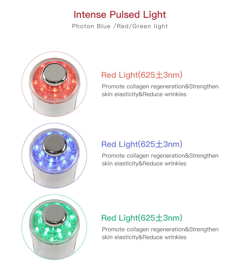 Ultrasonic Ion Facial Massager - Photon Rejuvenation & EMS Microcurrent, Portable Vibration Skin Care Device for Home Use