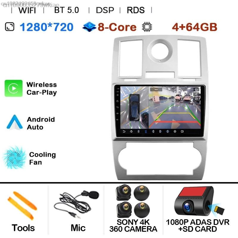 Android 14 For Chrysler 300/300C 2004-2011 Car Radio Stereo Wifi Navi Multimedia Video Player Autoradio 2Din 9in GPS Navi Maps