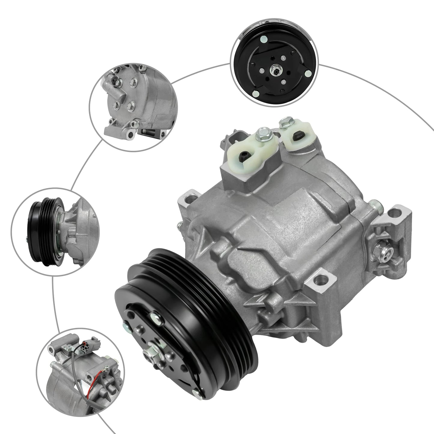 Original AC Compressor Low-Noise Compressor for 2000-2005 Toyota Echo 1.5L Models Silver