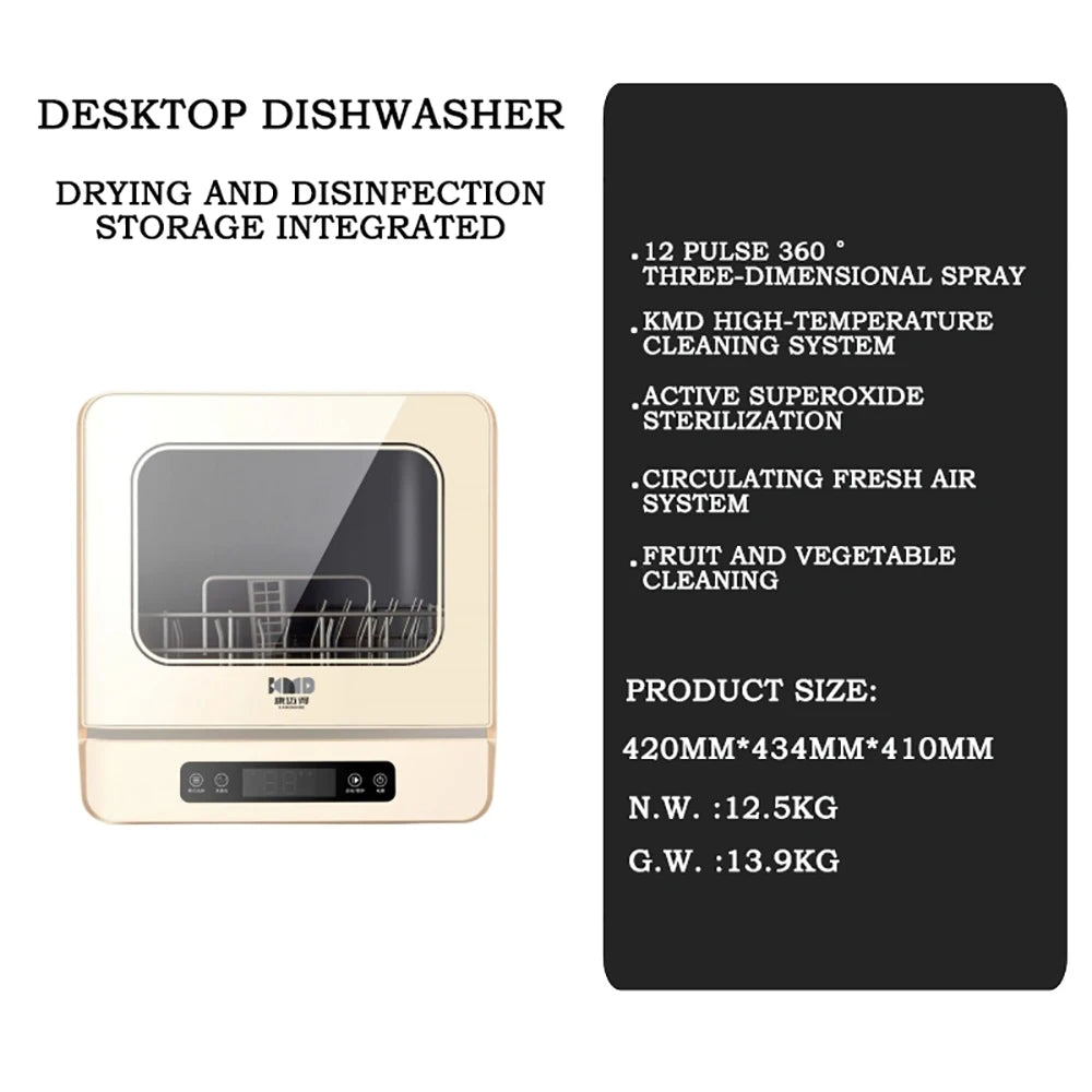 Kitchen Intelligent Lavavajillas Dishwasher Automatic Portable Disinfection Dishwasher Countertop