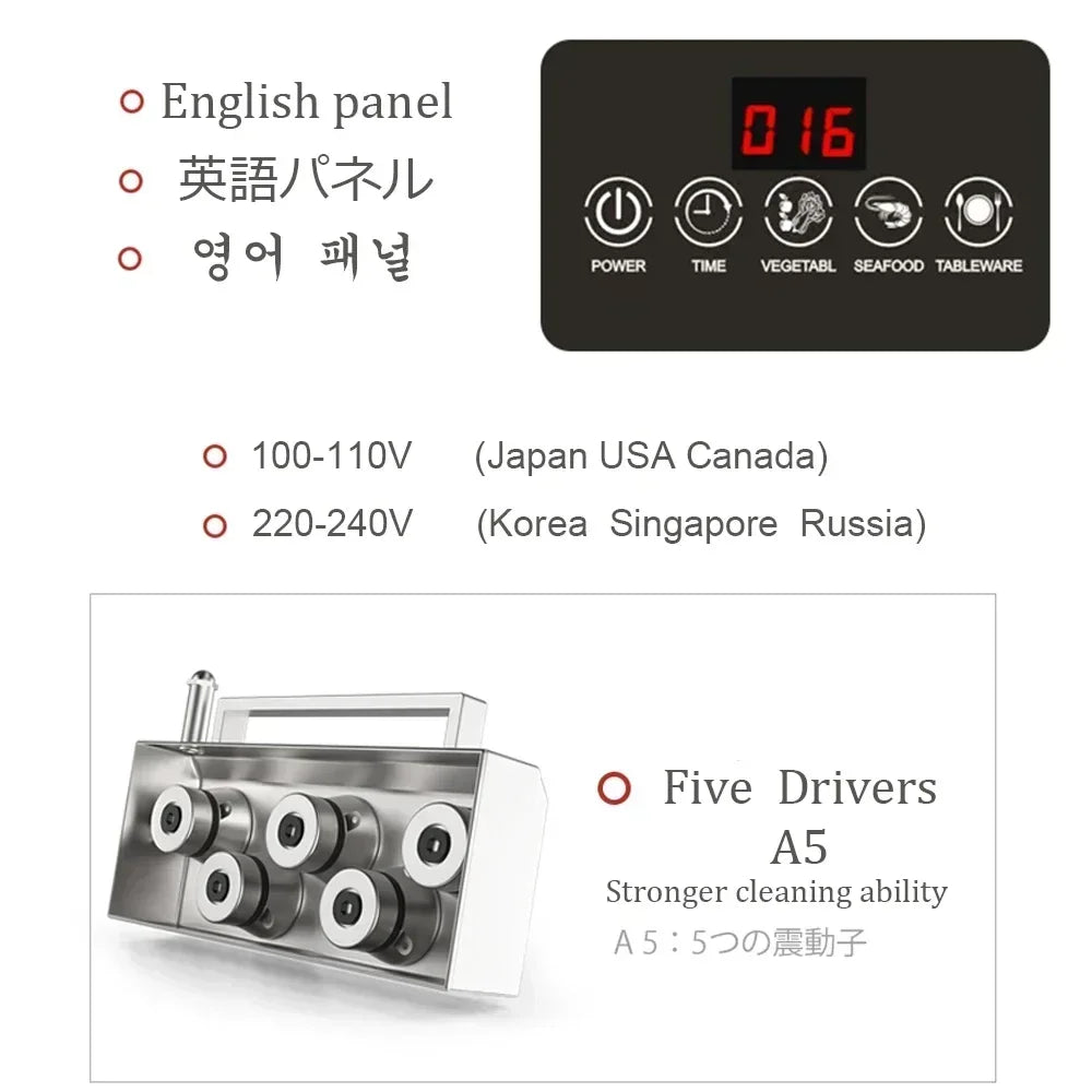 1PC Ultrasonic Dishwasher Automatic Household Portable Sink Dishwasher Small Free-standing Install