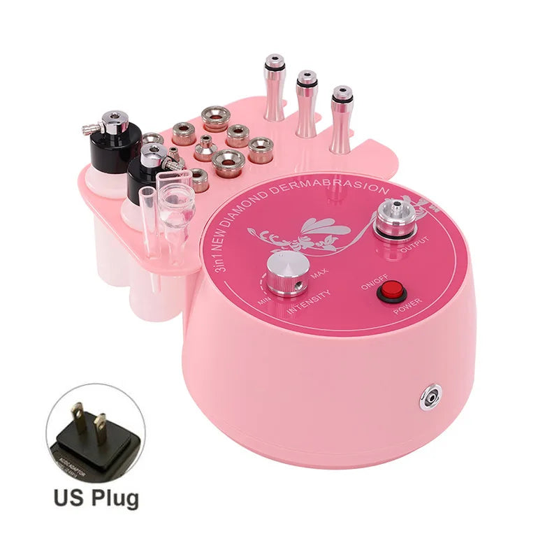 Pink Diamond Microdermabrasion Machine Facial 3 in 1 Professional Blackhead Removal Acne Clearning Anti Aging Skin care Tool
