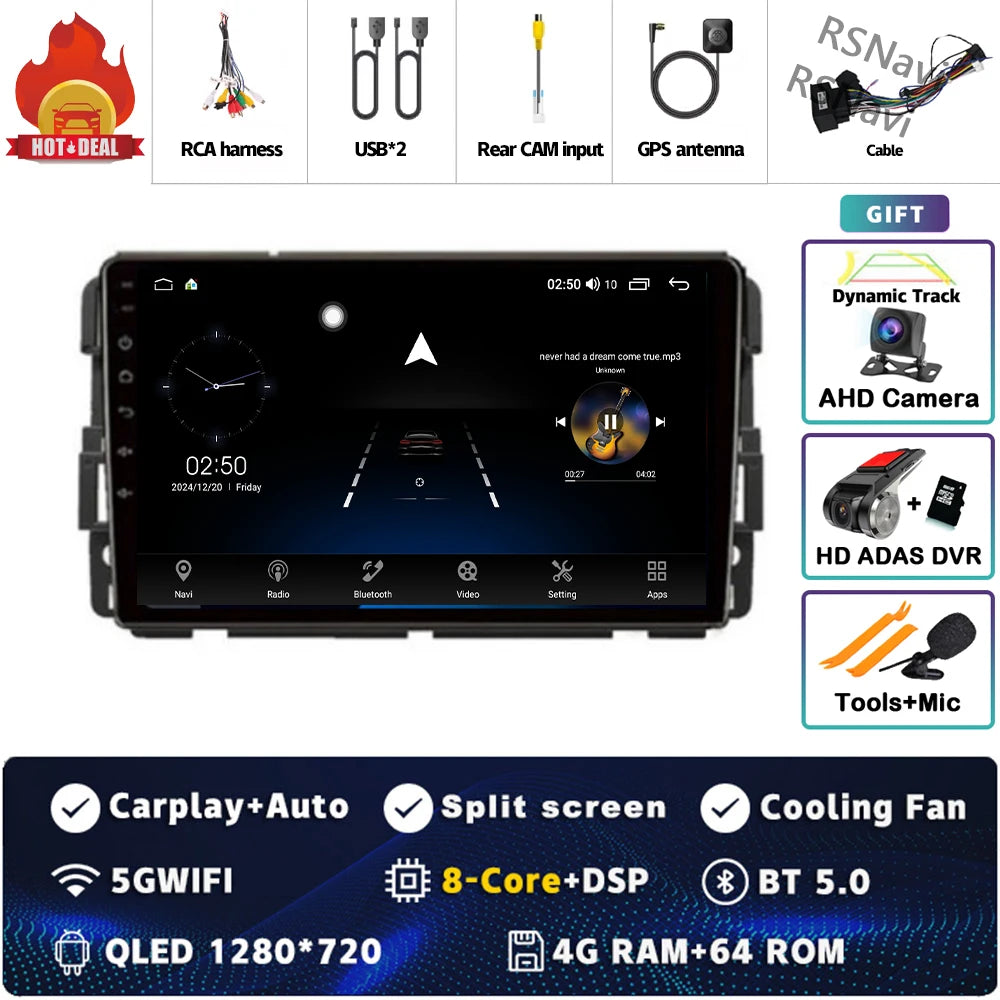 Android 14 Carplay Car Radio for Chevrolet Silverado Impala GMC Yukon Acadia Sierra Multimedia Video Player Navigation Stereo BT