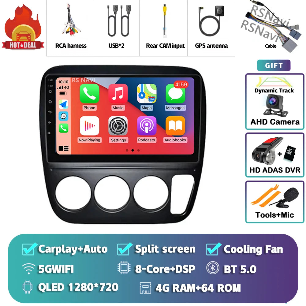 Android 14 Carplay Auto Car Radio For Honda CRV CR-V 1997-2001 Multimedia Video Player GPS Navigation Autoradio Stereo 2 Din DSP