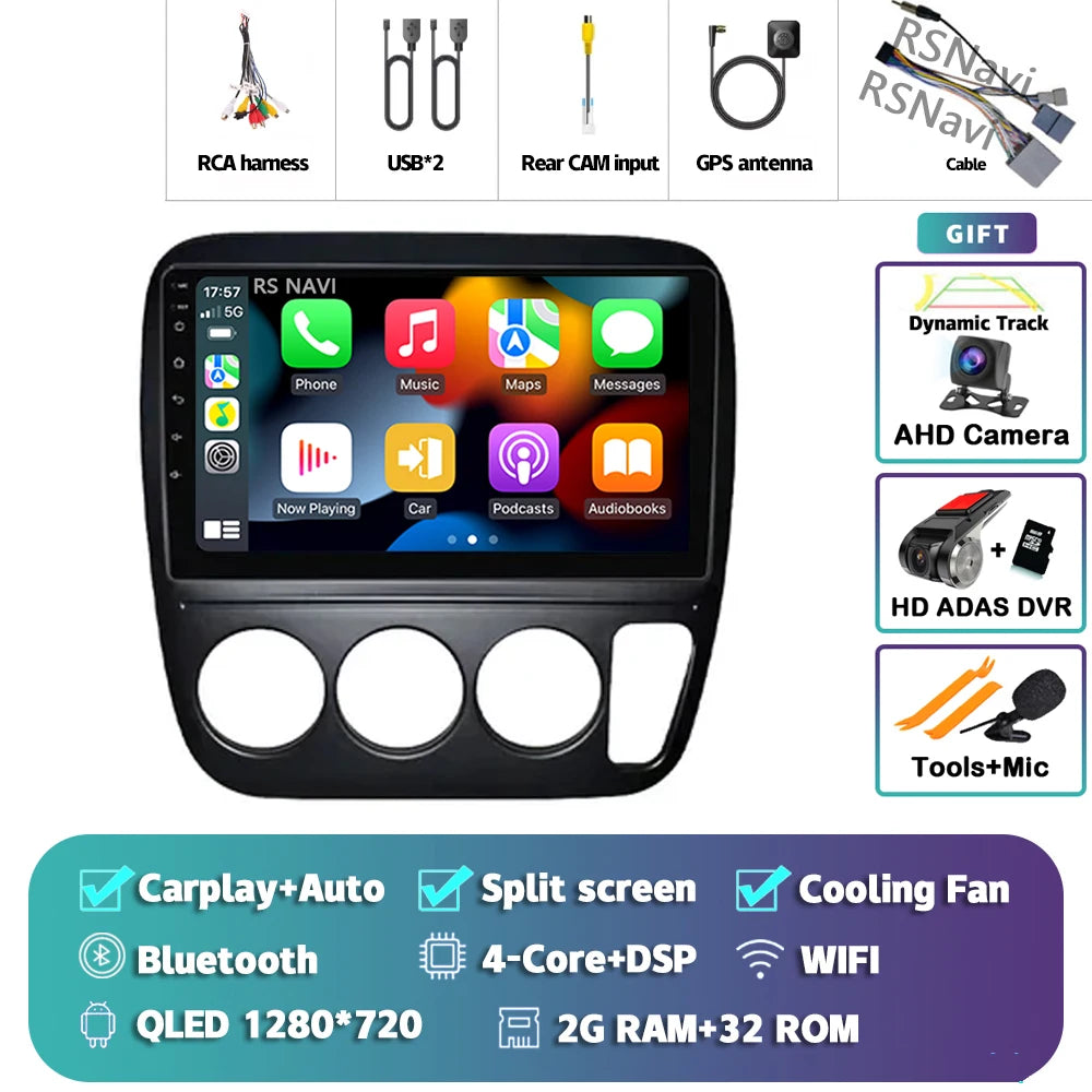 Android 14 Carplay Auto Car Radio For Honda CRV CR-V 1997-2001 Multimedia Video Player GPS Navigation Autoradio Stereo 2 Din DSP