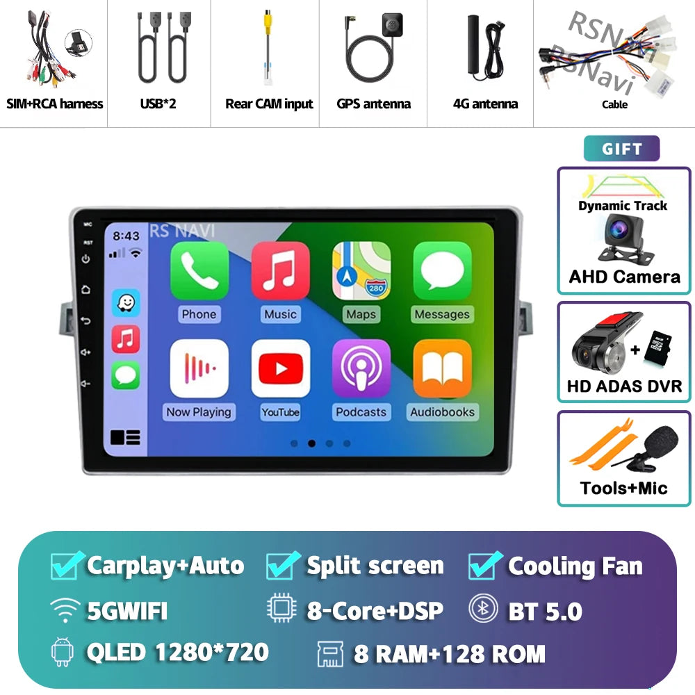 Android 14 Car radio Navigation Multimedia Player For Toyota Verso 2010 2011 2012 2013 2014 2015 2016 Carplay Auto Stereo video
