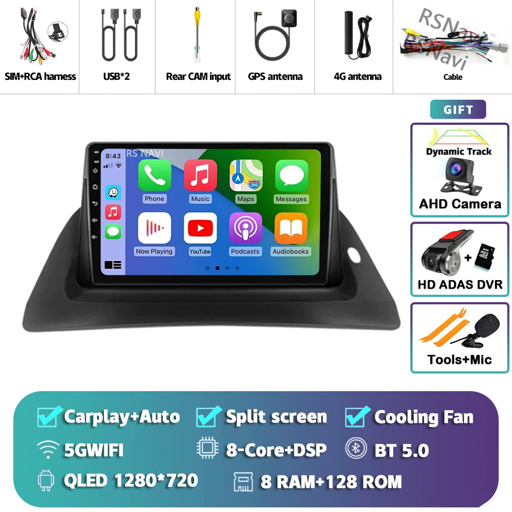 Android 14 Carplay Car Radio For Renault Kangoo 2009 2012 2015 2016 2017 2018 Multimedia Video Player Navigation Stereo 2din DSP