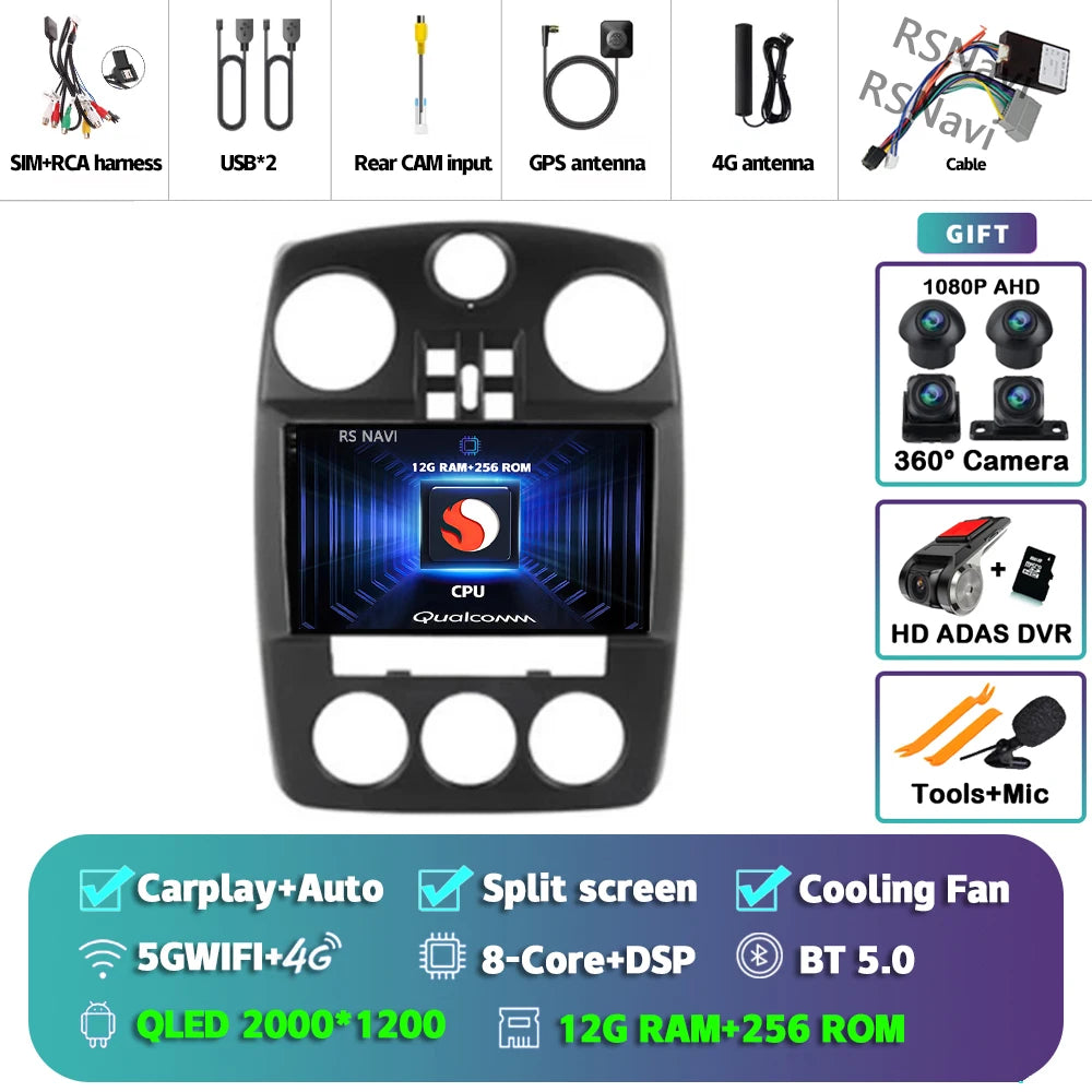 Android 14 Carplay For Chrysler PT Cruiser 2000-2010 2 Car Radio Multimedia Player Din GPS Navigation Autoradio Stereo Head Unit