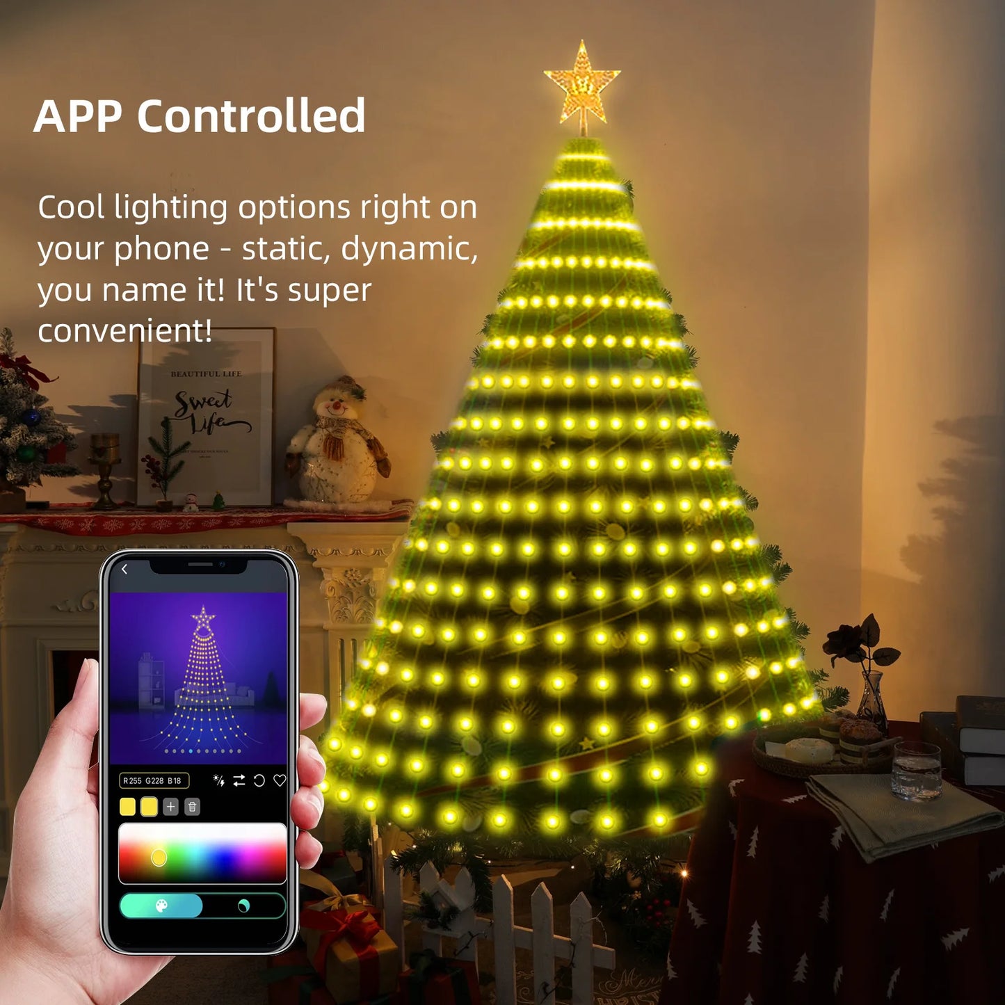 2.1M LED Christmas Tree Decorative Light Lntelligent iDeal LED APP Application Control DIY Lmage Light String For Quick Shipping