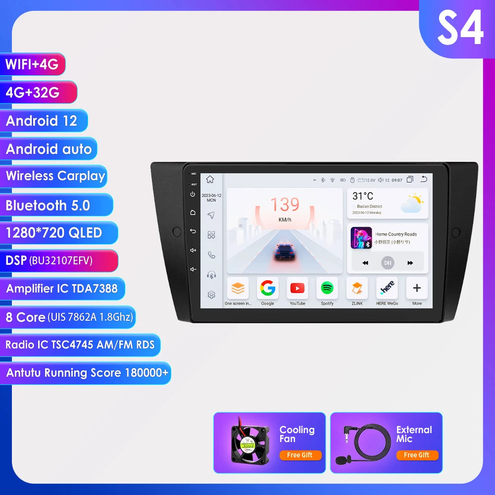 Hizpo Car Radio For BMW 3 Series E90 E91 E92 E93 2006-2012 Stereo Multimedia Wireless CarPlay Android Auto No 2 din 2din DVD RDS