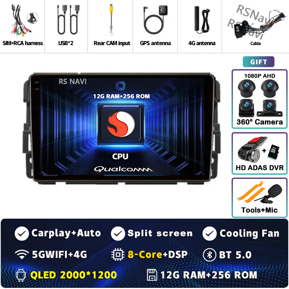 Android 14 Carplay Car Radio for Chevrolet Silverado Impala GMC Yukon Acadia Sierra Multimedia Video Player Navigation Stereo BT