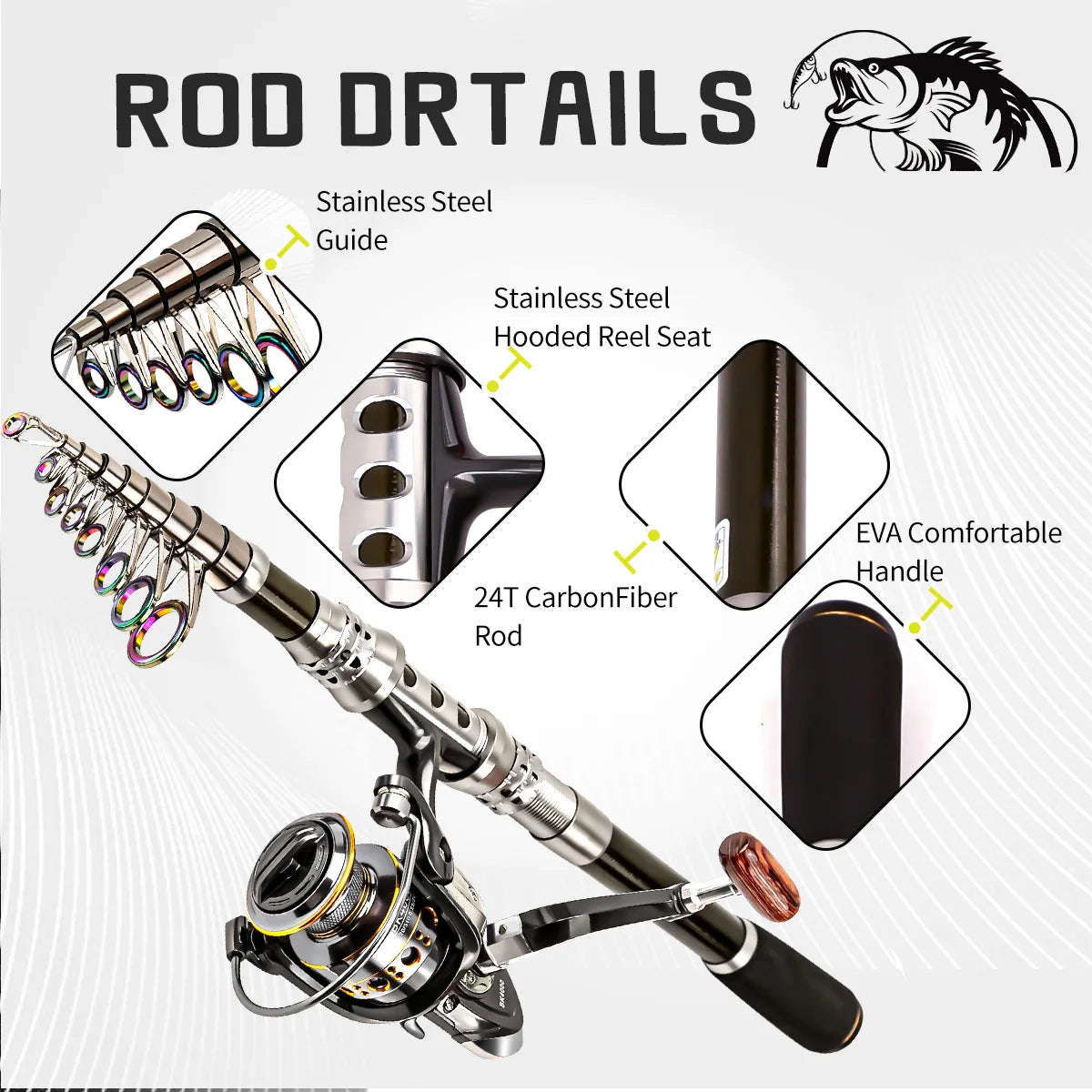 Carbon Lure Rod Wheel Set Sea Fishing Rod Telescopic Fishing Rod Rotating Reel Travel Fresh Water Fishing Set