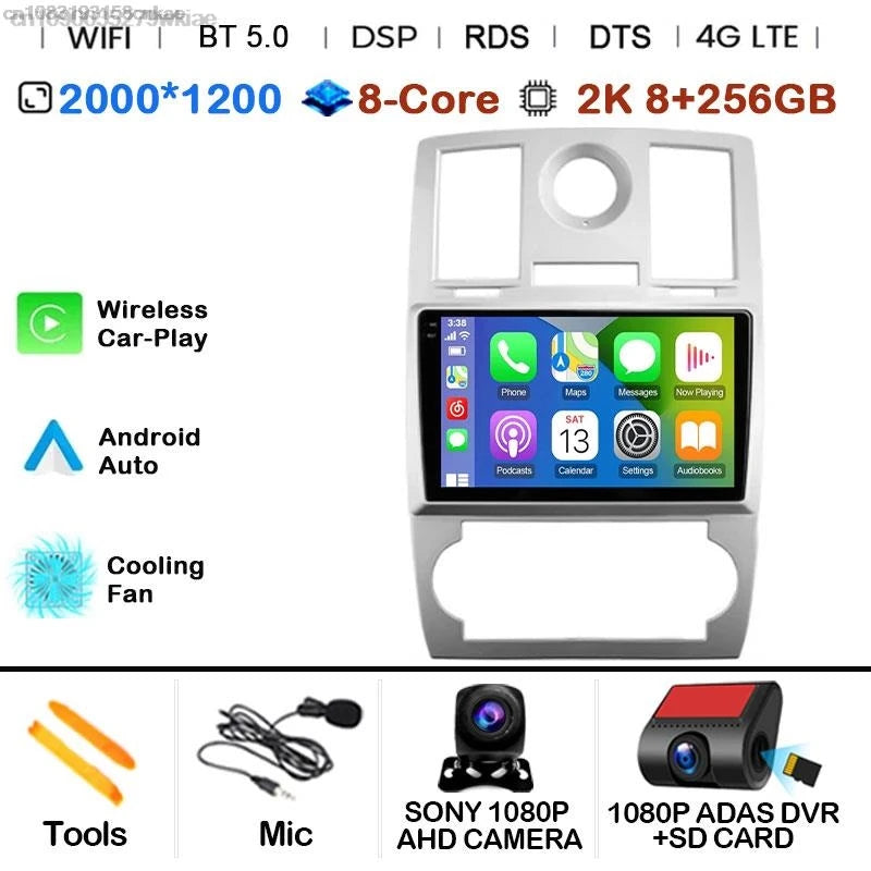 Android 14 For Chrysler 300/300C 2004-2011 Car Radio Stereo Wifi Navi Multimedia Video Player Autoradio 2Din 9in GPS Navi Maps