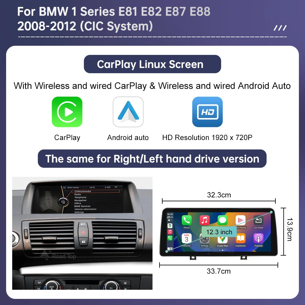 Wireless CarPlay Android Auto Car Multimedia Screen For BMW 1 Series E81 E82 E87 E88 CCC CIC System Touch Display Car Radio