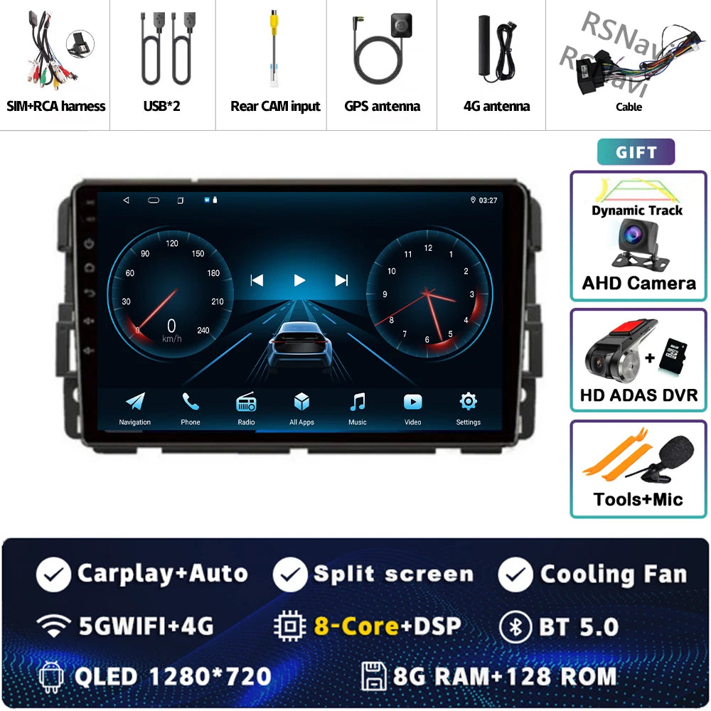 Android 14 Carplay Car Radio for Chevrolet Silverado Impala GMC Yukon Acadia Sierra Multimedia Video Player Navigation Stereo BT