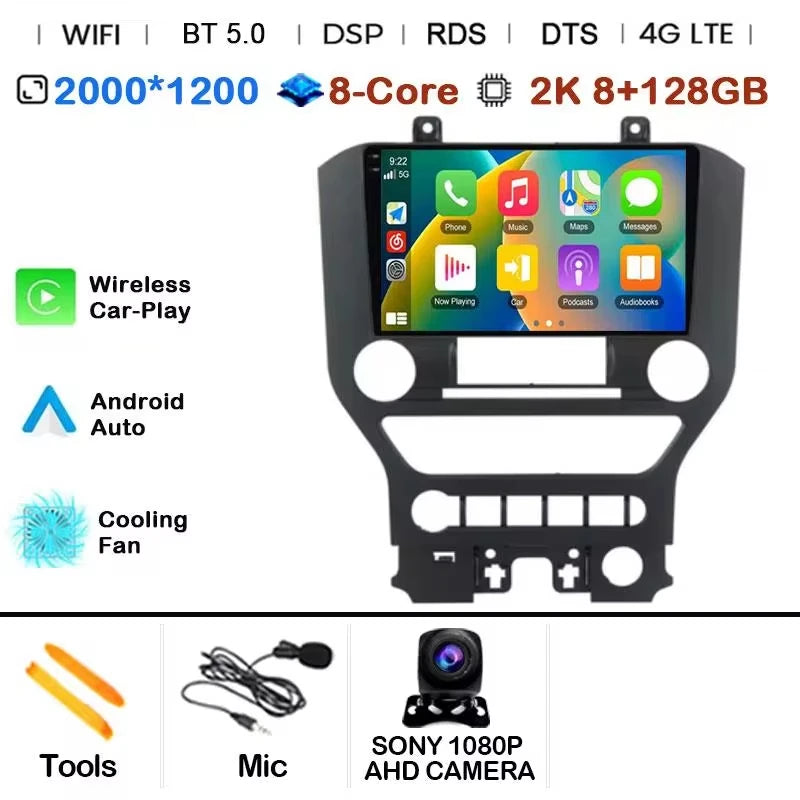 Android 14 9'' Car Radio For Ford Mustang 6 VI S550 2014 - 2021 Auto Carplay Multimedia Vedio player Navigation GPS 4G WIFI GPS