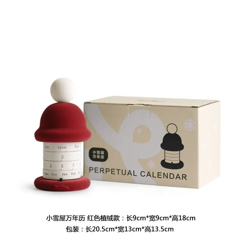 Small Snow House Perpetual Calendar Study Christmas Gift Niche High-end Ornaments Home Decor Christmas Decoration Kawaii Decor