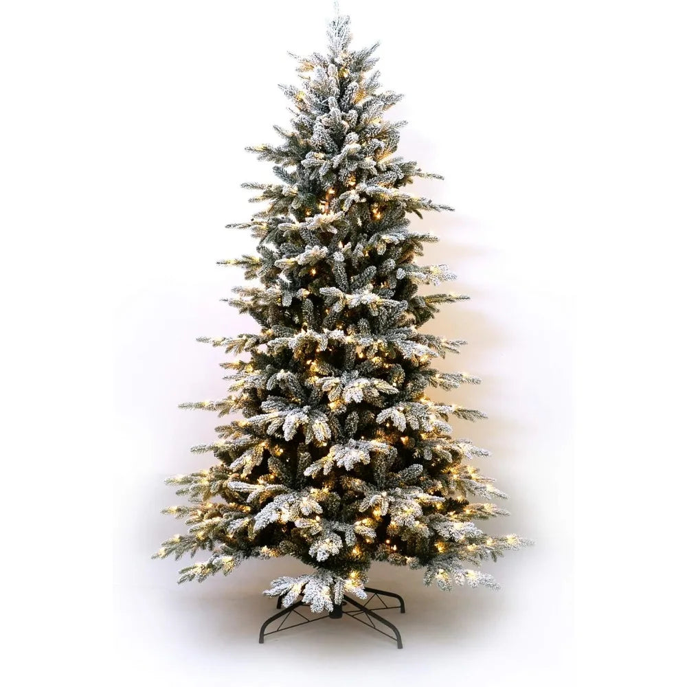 Plucked Natural Pine Pre Installed Lights Artificial Christmas Tree, 7.5 Feet, Transparent White Light