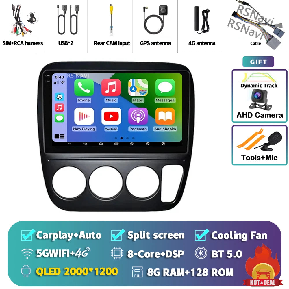 Android 14 Carplay Auto Car Radio For Honda CRV CR-V 1997-2001 Multimedia Video Player GPS Navigation Autoradio Stereo 2 Din DSP