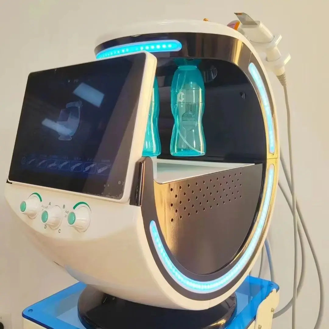 Smart Ice Blue 7 in 1 Facial Skin Analyzer Ultrasonic Skin Rejuvenation Water Microdermabrasion Fa