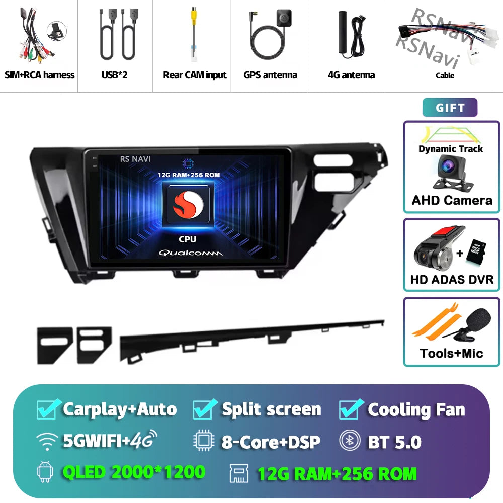 Android 14 Carplay Auto Car Radio For Toyota Camry 8 XV 70 2017 2018 2019 2020 Navigation Video Player Multimedia Stereo DSP GPS