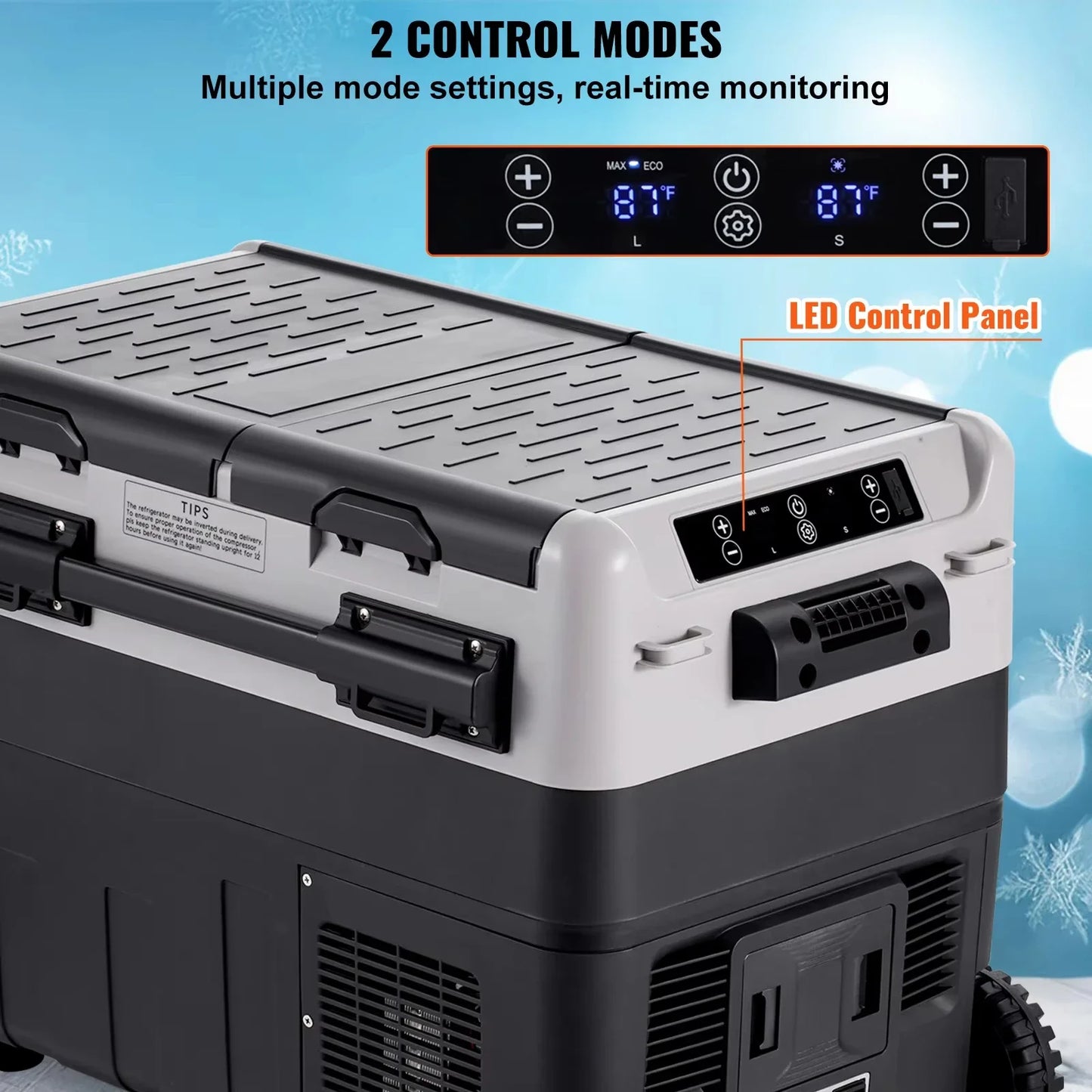 VEVOR 40L/50L/58L Portable Car Refrigerator, 12V Dual Zone Portable Freezer, Compressor Cooler for Outdoor Camping RV Car