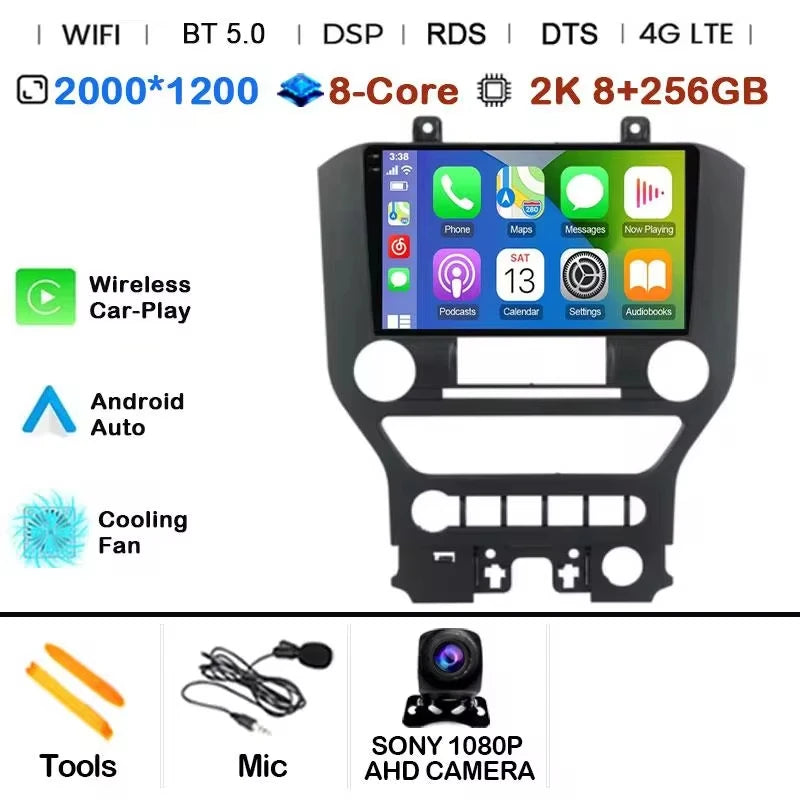 Android 14 9'' Car Radio For Ford Mustang 6 VI S550 2014 - 2021 Auto Carplay Multimedia Vedio player Navigation GPS 4G WIFI GPS
