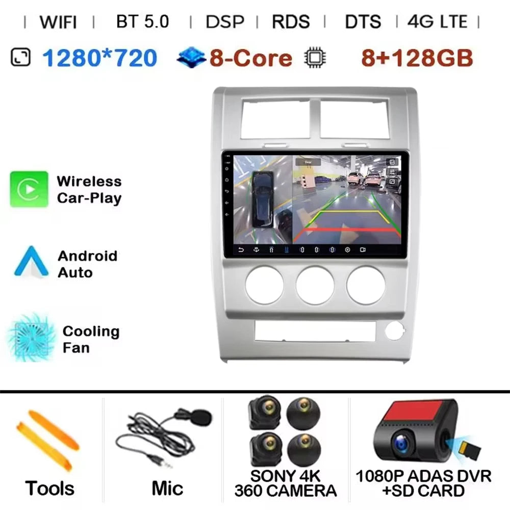 Android 14 Carplay+Auto For Jeep Cherokee KK Liberty 2007 - 2012 Car Radio Multimedia Video Player Navigation GPS 4G Autoradio