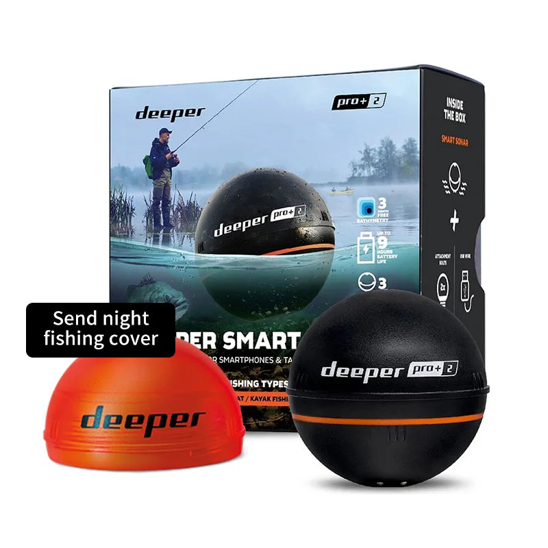 Deeper PRO Plus 2.0 Castable and Portable WiFi Fish Finder Depth Finder for Kayaks Boats on Shore Ice Fishing / Smart Sonar