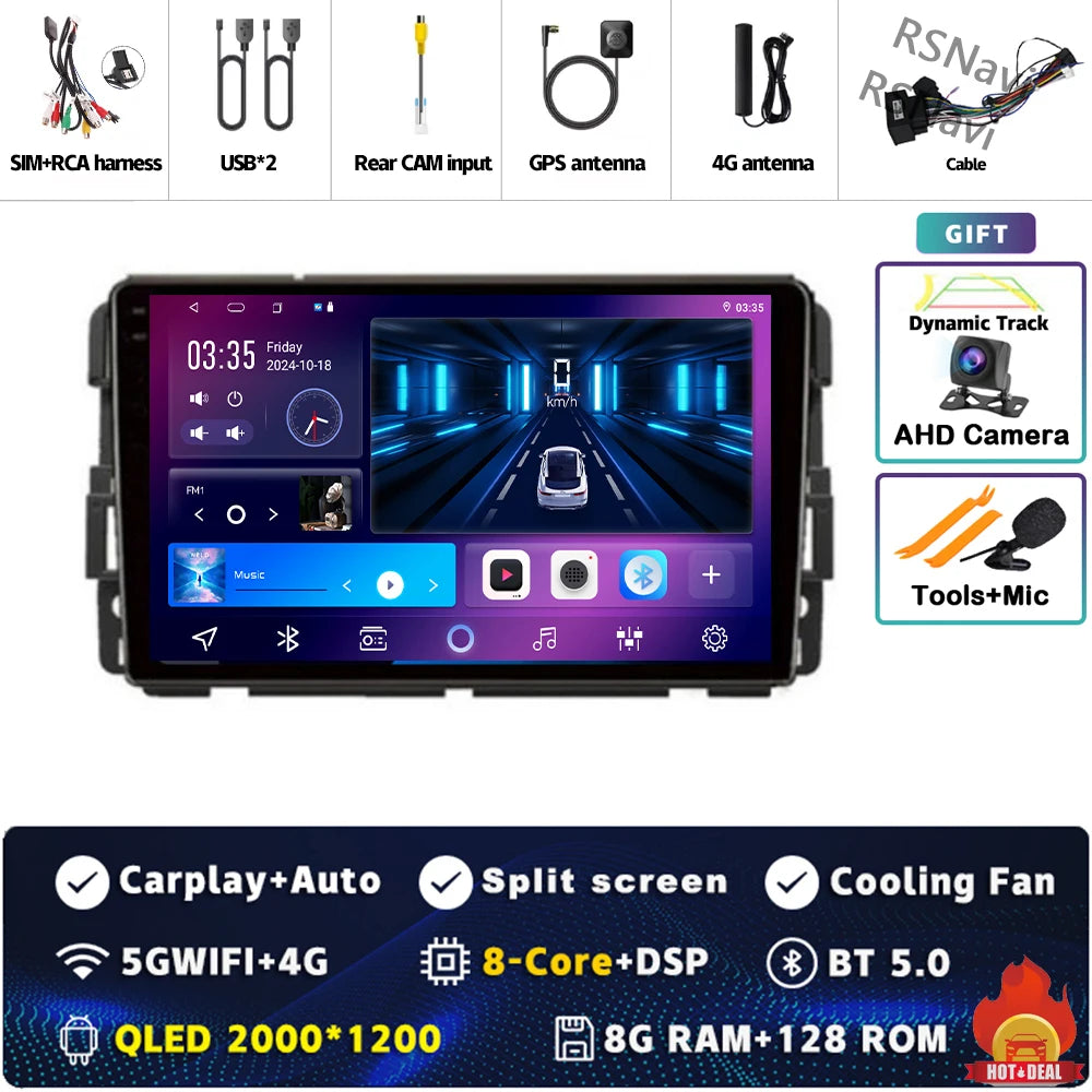 Android 14 Carplay Car Radio for Chevrolet Silverado Impala GMC Yukon Acadia Sierra Multimedia Video Player Navigation Stereo BT