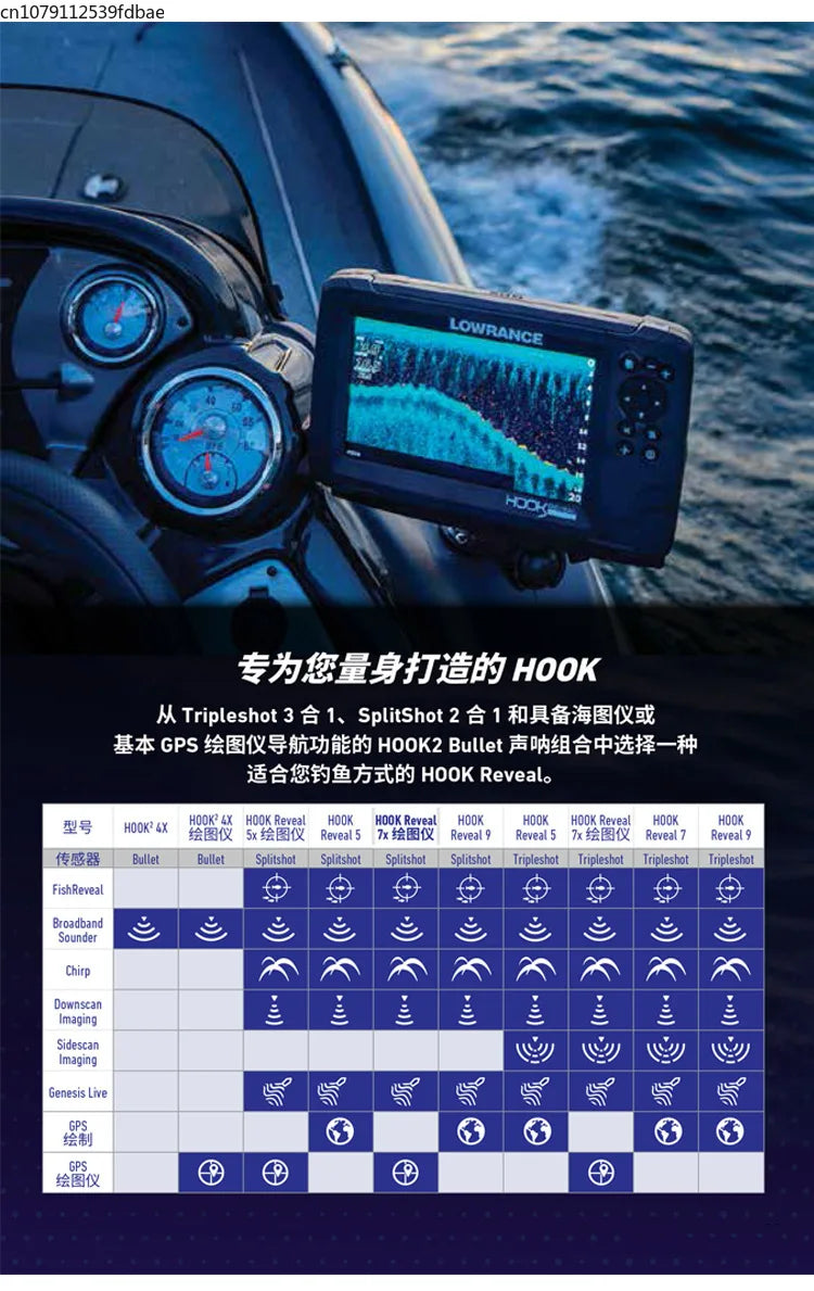 LOWRANCE HOOK REVEAL 7X 7TS Sonar Fish Finder Raft Fishing Road