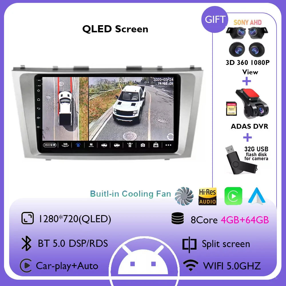 Android 14 Multimedia Player For Toyota Camry XV40 2005 - 2011 Wireless Carplay Auto Radio Car Radio 4G Navigation GPS RDS DSP