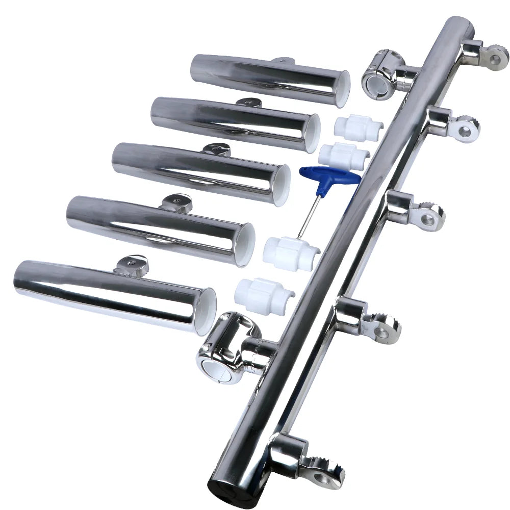 Boat Accessories 5 Tube Adjustable Stainless Rocket Launcher Fishing Rod Holders, Can Be Rotated 360 Deg