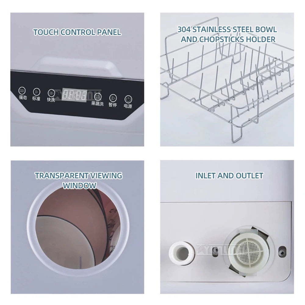 Countertop Electric Dish Washers Kitchen Dish Bowl Washing Machine Máquina Lavar Louça Portátil Sm