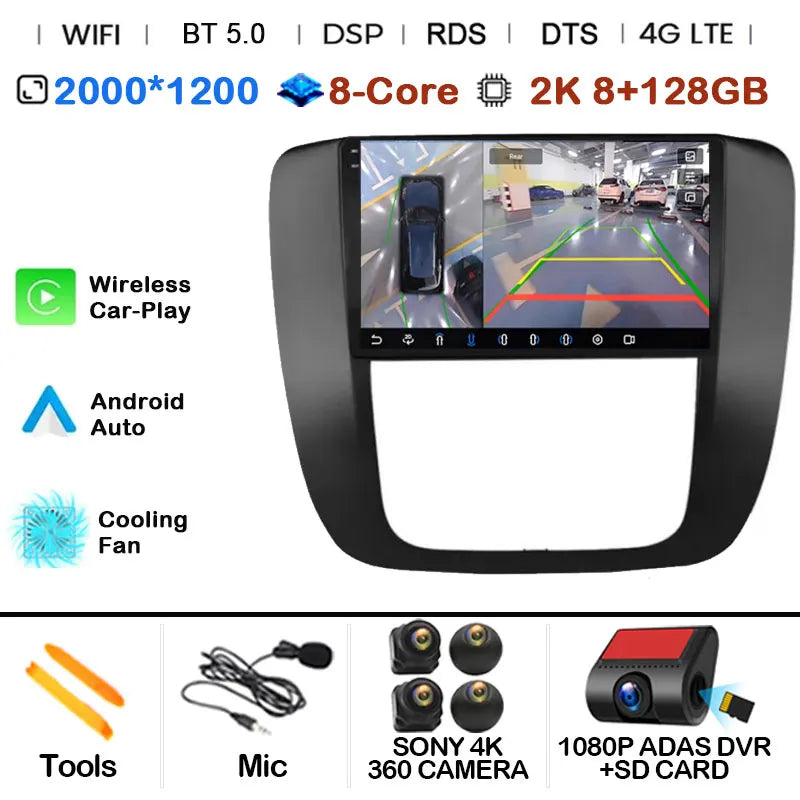 Android 14 Car Radio Multimedia For GMC Yukon 3 GMT 900 for Chevrolet Tahoe 3 III GMT900 2007 -2014 9" Screen Carplay Stereo GPS