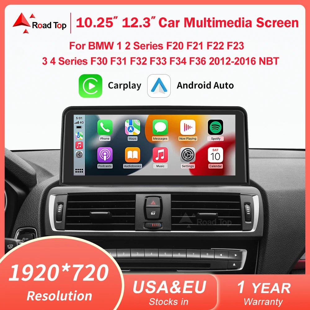 1920*720 Wireless Carplay Multimedia Screen Android Auto For BMW 1 2 3 4 Series F20 F21 F22 F23 F45 F30 F31 F33 F36 NBT System