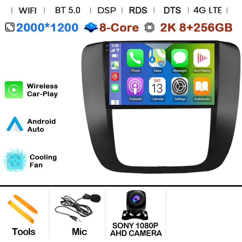 Android 14 Car Radio Multimedia For GMC Yukon 3 GMT 900 for Chevrolet Tahoe 3 III GMT900 2007 -2014 9" Screen Carplay Stereo GPS