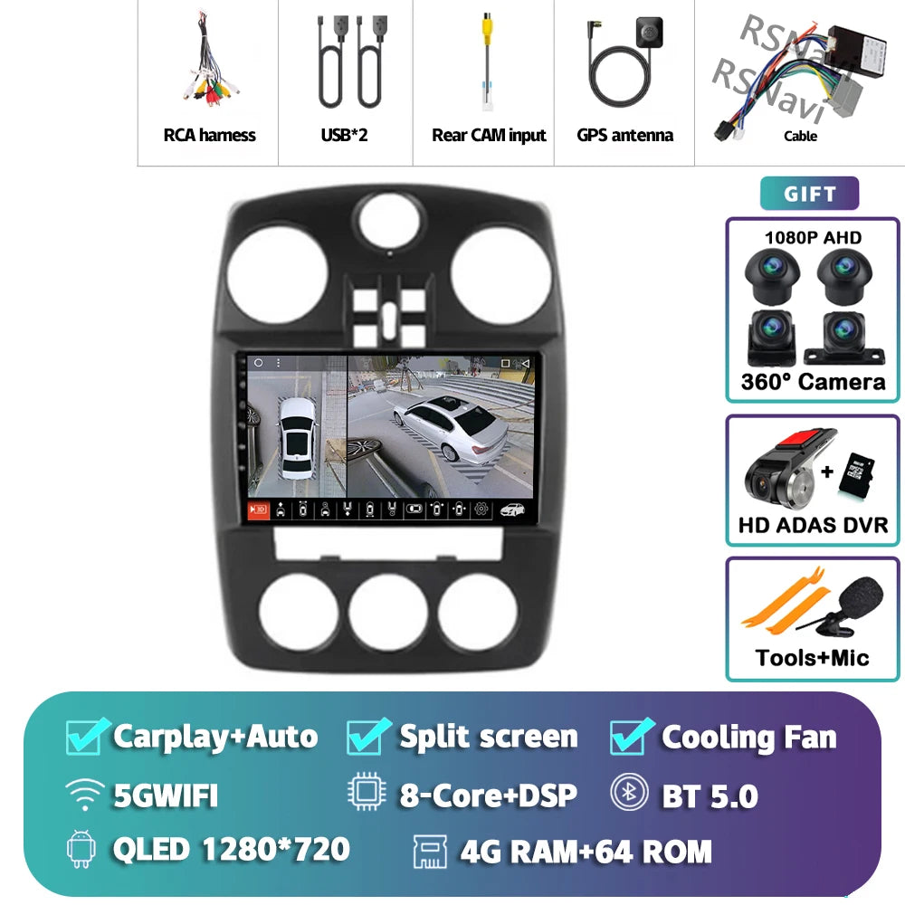 Android 14 Carplay For Chrysler PT Cruiser 2000-2010 2 Car Radio Multimedia Player Din GPS Navigation Autoradio Stereo Head Unit