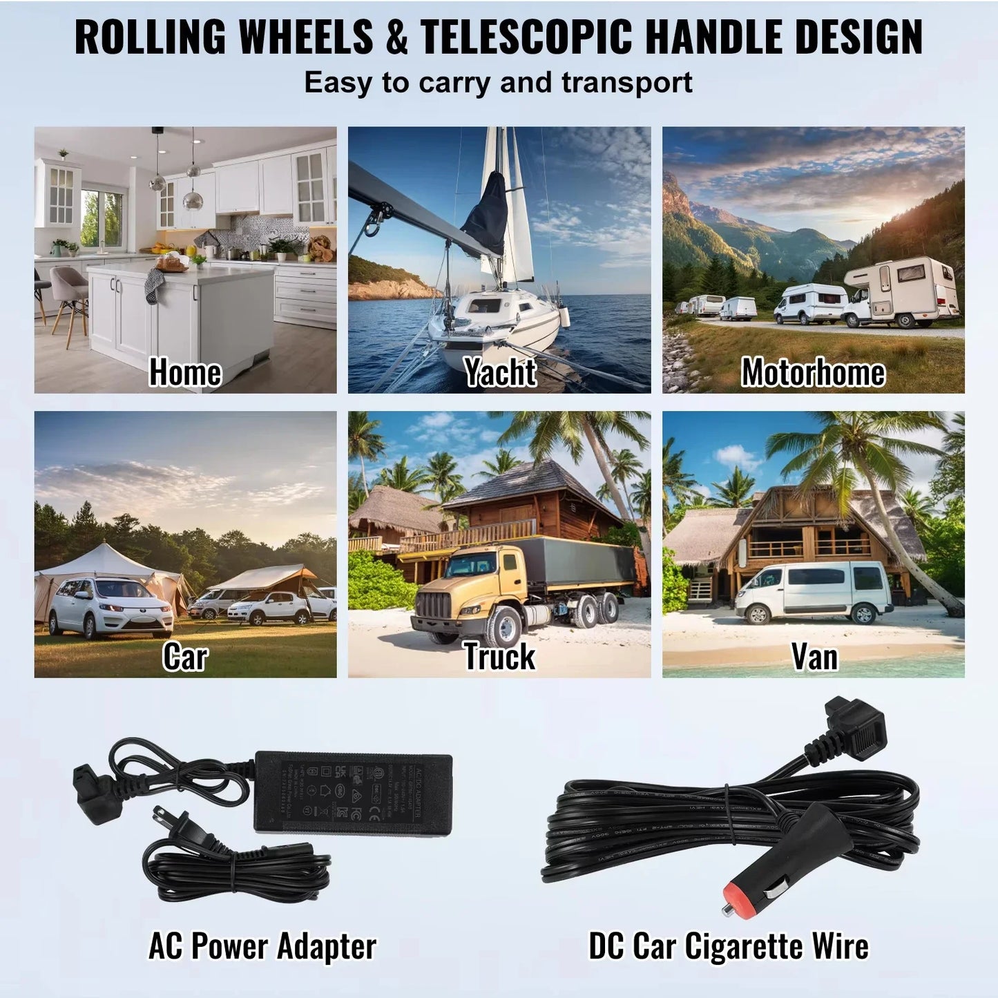 VEVOR 40L/50L/58L Portable Car Refrigerator, 12V Dual Zone Portable Freezer, Compressor Cooler for Outdoor Camping RV Car