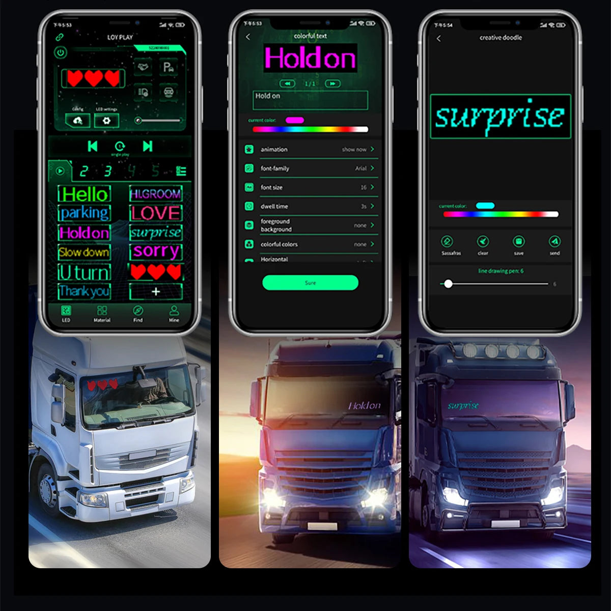 2PCS LED Car Windshield Decoration Light Dynamic Devil Eyes Scrolling Advertising DIY Animation Flexible Matrix Pixel Display