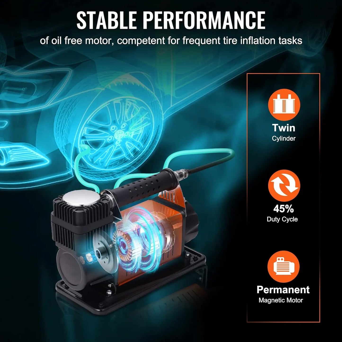 12V Air Compressor Heavy Duty 150PSI Offroad Air Compressor Portable Truck Tire Inflator 6.0CFM Air Pump for Jeep SUV