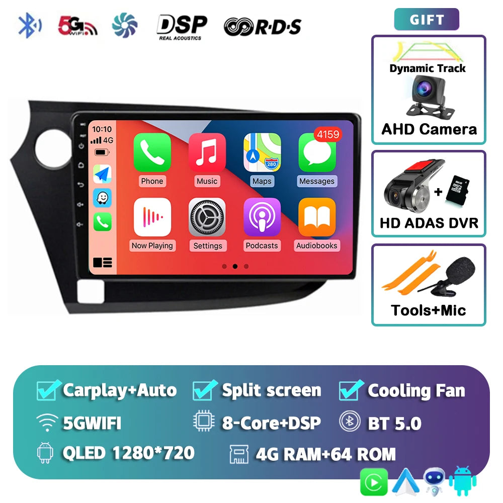 Android 14 Carplay Auto Car Radio Multimedia Player For HONDA INSIGHT 2009-2014 Navigation Autoradio GPS Stereo 2din Head Unit