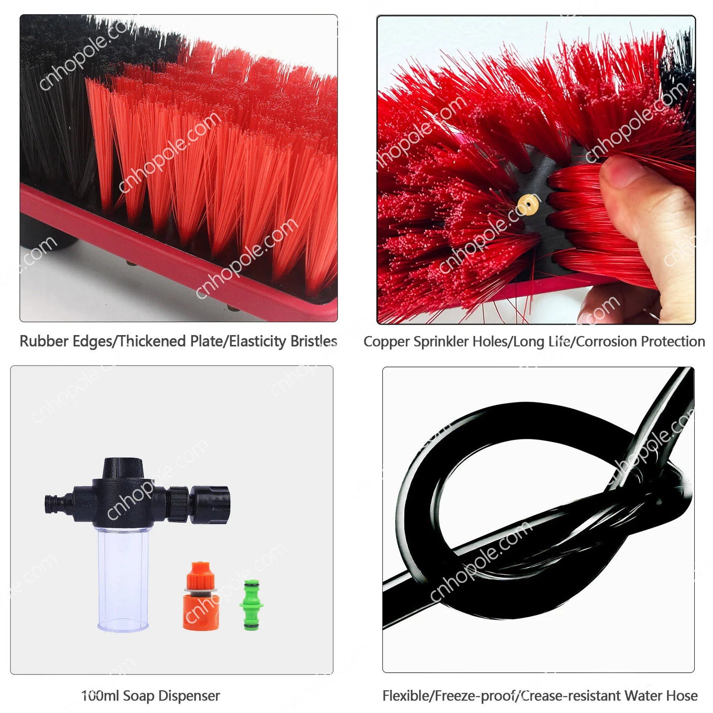 20ft Water Fed Pole Brush with Squeegee Kit High Reach Window Cleaning Tool 6 Meters Extension Sol