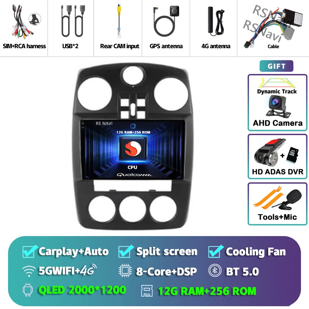 Android 14 Carplay For Chrysler PT Cruiser 2000-2010 2 Car Radio Multimedia Player Din GPS Navigation Autoradio Stereo Head Unit