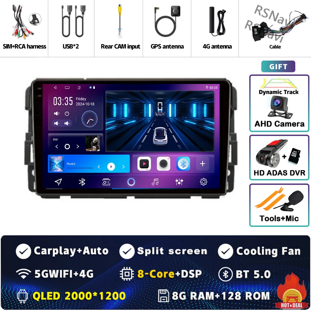 Android 14 Carplay Car Radio for Chevrolet Silverado Impala GMC Yukon Acadia Sierra Multimedia Video Player Navigation Stereo BT