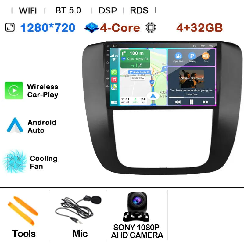 Android 14 Car Radio Multimedia For GMC Yukon 3 GMT 900 for Chevrolet Tahoe 3 III GMT900 2007 -2014 9" Screen Carplay Stereo GPS