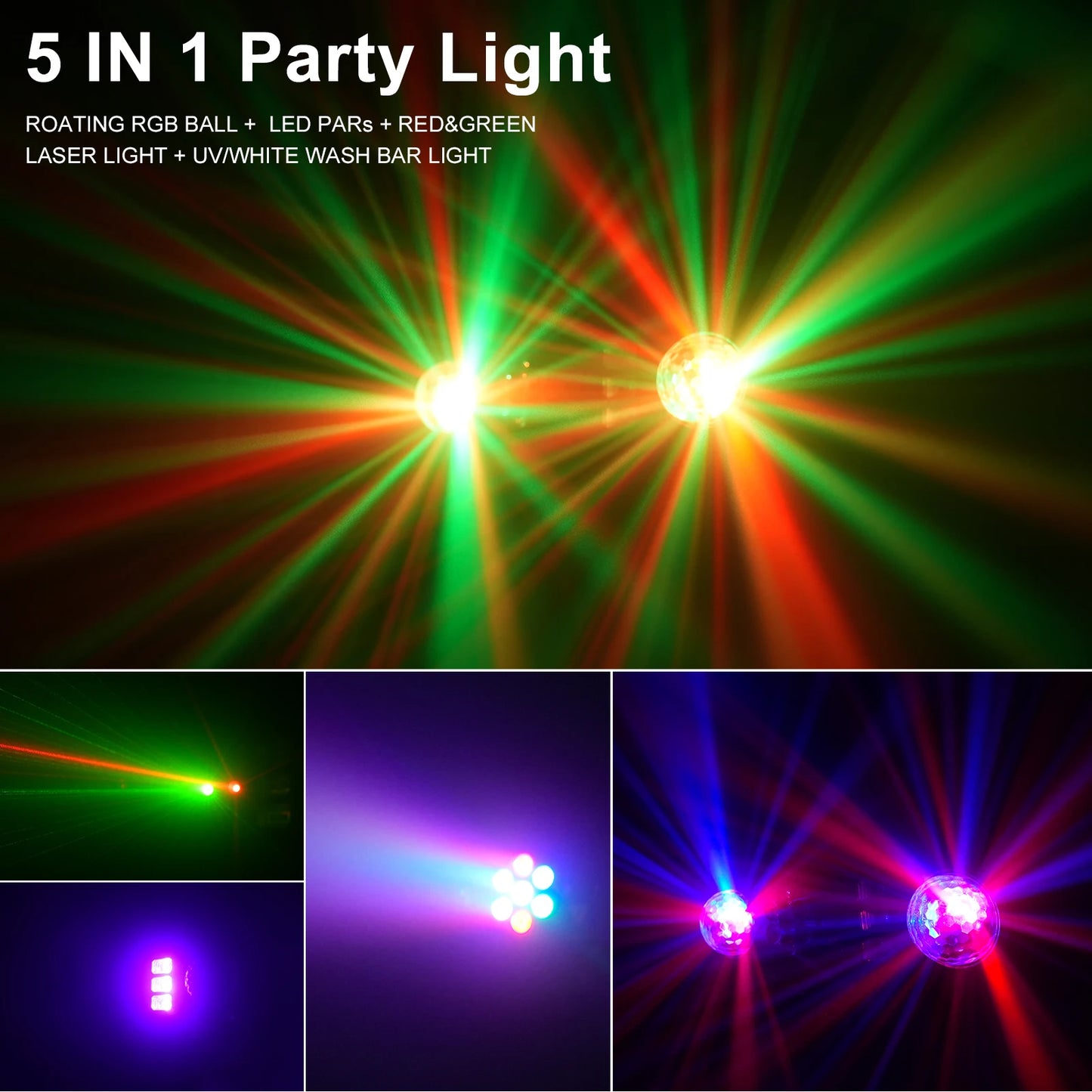 U`King 30W Mini Stage Disco Light Rotating Magic Ball Light With Bracket Remote Control Stage Lighting For KTV Christmas Party