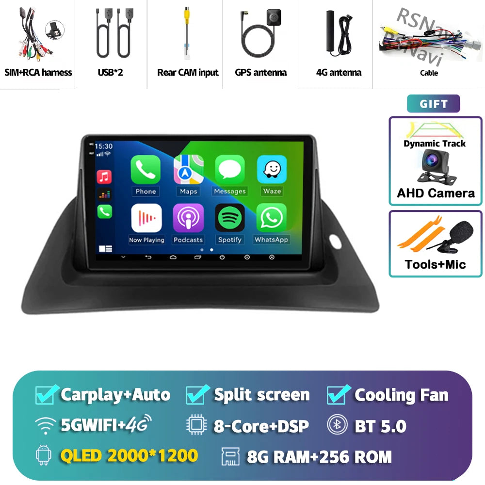 Android 14 Carplay Car Radio For Renault Kangoo 2009 2012 2015 2016 2017 2018 Multimedia Video Player Navigation Stereo 2din DSP