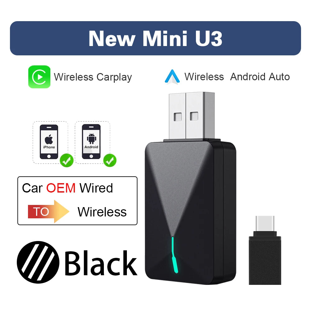 New MINI C3 plug and play wireless CarPlay Dongle Android AUTO Box Car Navigation Smart Car Machine interconnection BT WiFi