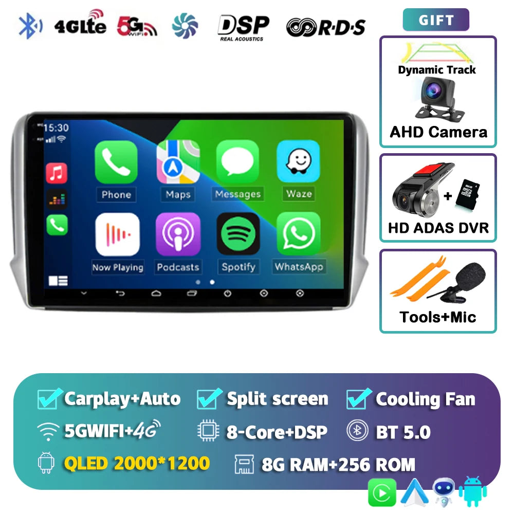 Android 14 For Peugeot 2008 208 2012-2018 Car Radio Multimedia Player Navigation GPS Wireless Carplay Android Auto Stereo 2Din